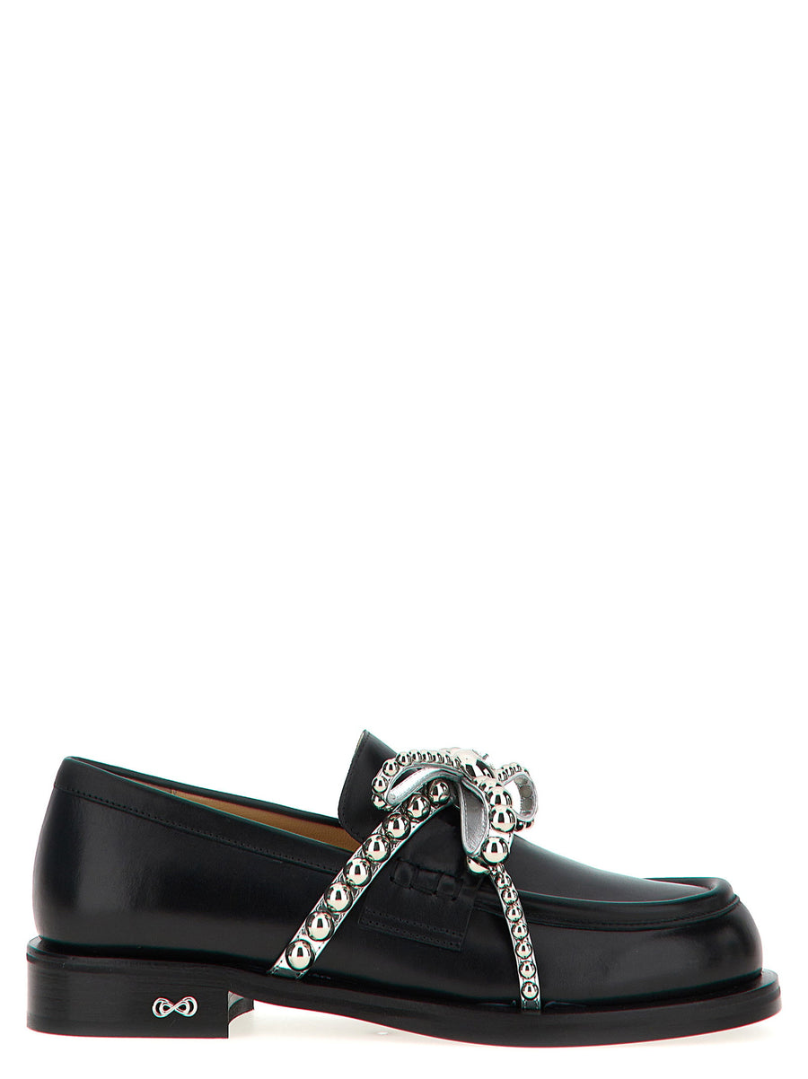 Mach & Mach Crystal Stud-Embellished Loafer — Black