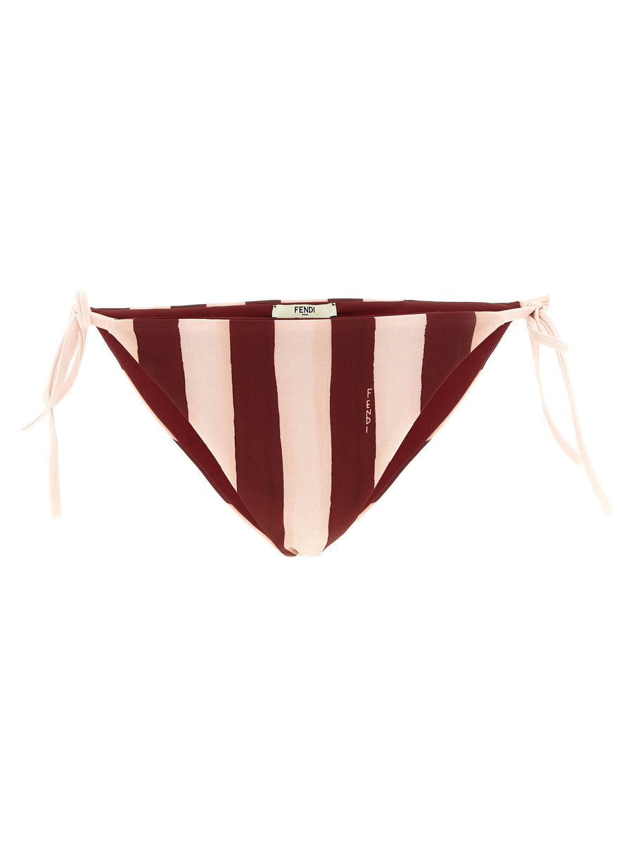 Fendi Pequin Bikini Bottom — Burgundy