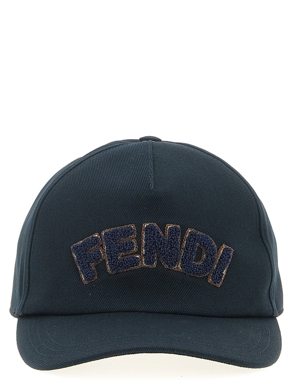 Fendi رقعة شعار قبعة بيسبول كحلي