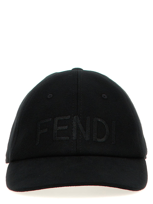 قبعة بيسبول قطن مطرزة بشعار Fendi شعار — أسود