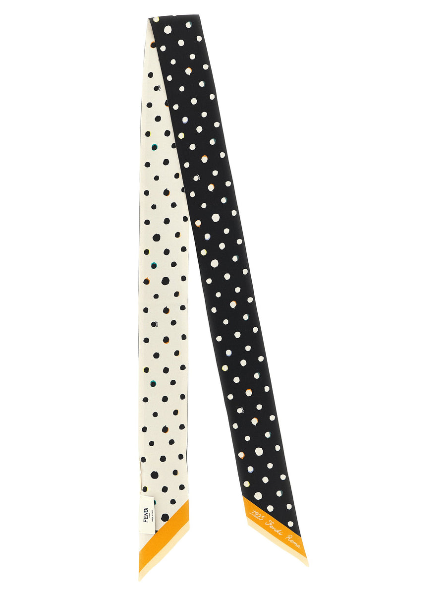Fendi Reversible Silk Polka Dot Scarf — Black