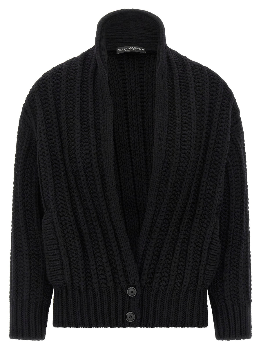 Dolce & Gabbana Coarse Wool Cardigan — Black
