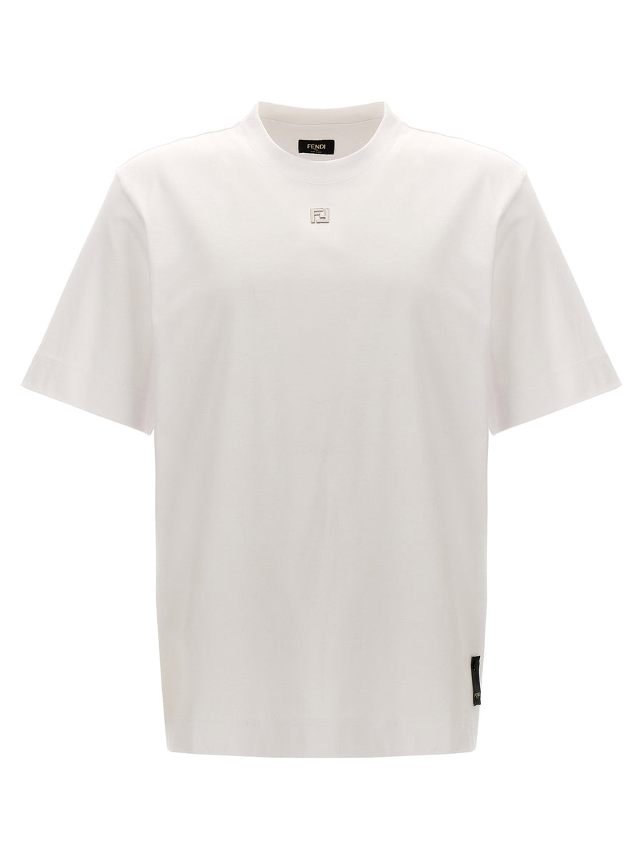 Fendi Logo-Embroidered Cotton T-shirt — White