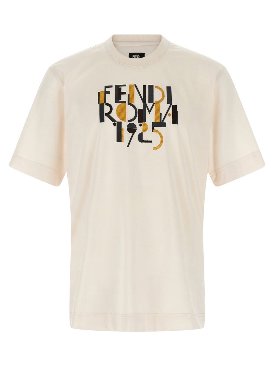 Fendi Logo Print T-shirt — Cream