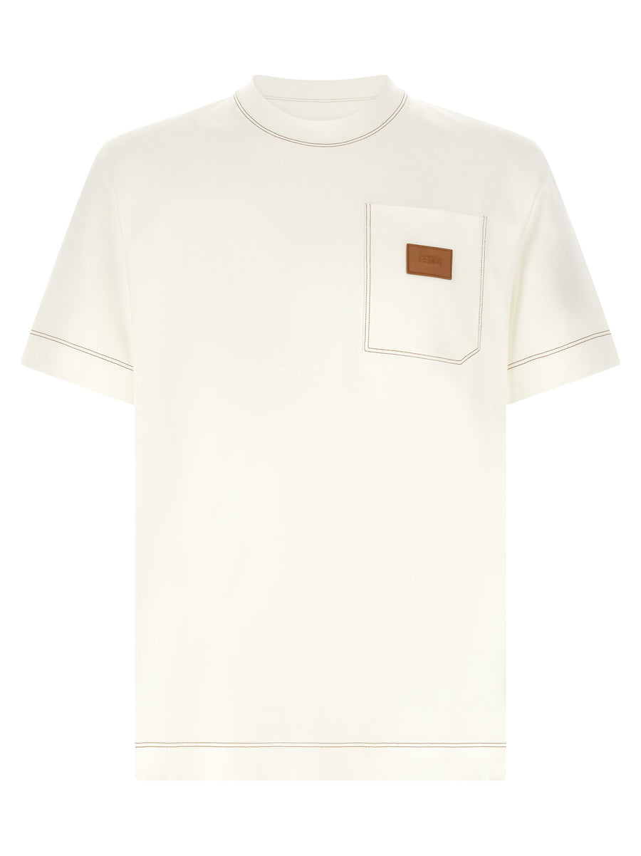 Fendi Patch Logo Cotton T-Shirt — white