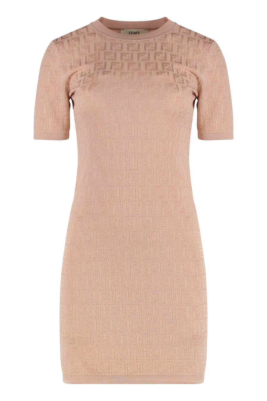 Knitted Jacquard Dress Pink Cotton