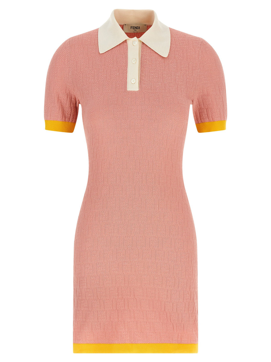 Fendi Color-Block Stretch Cotton and Silk Dress — Pink