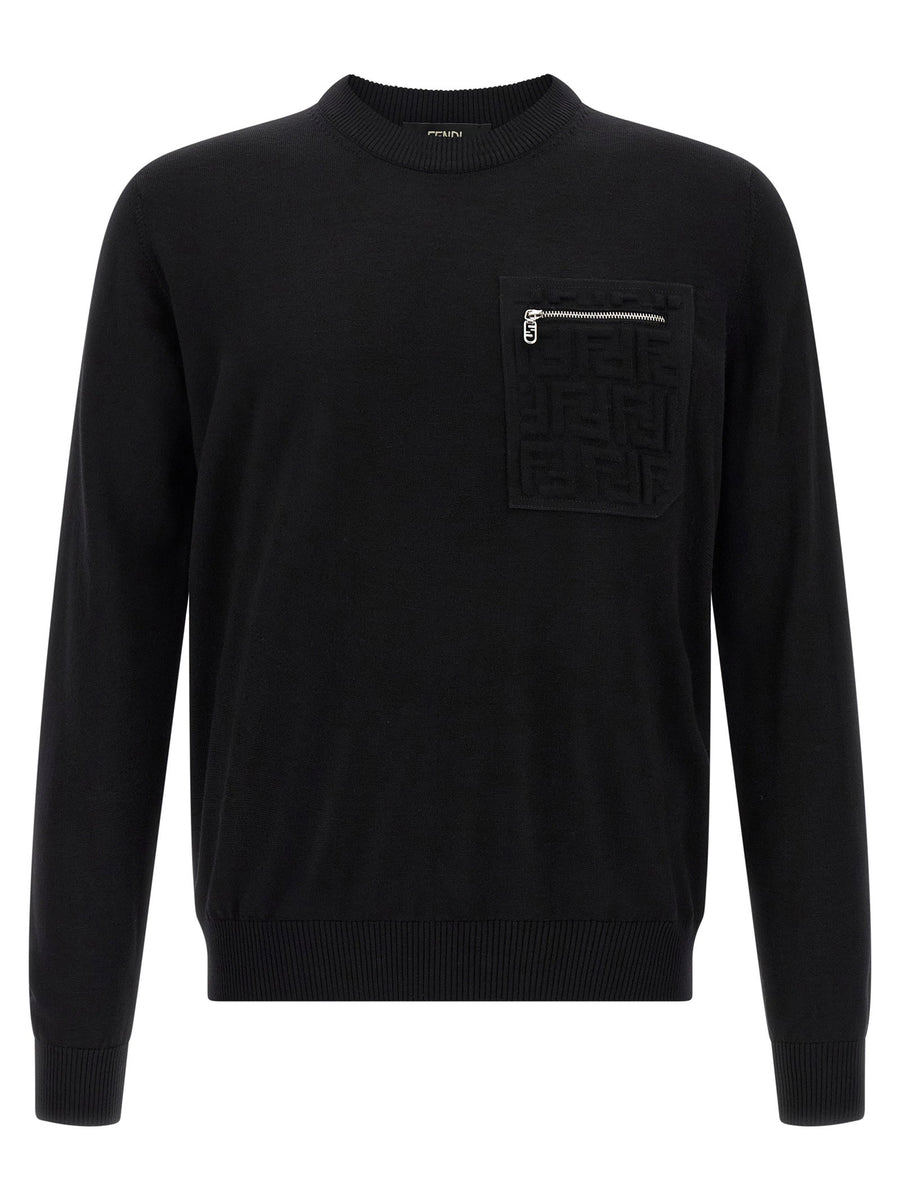 Fendi FF-Pocket Wool Sweater — Black