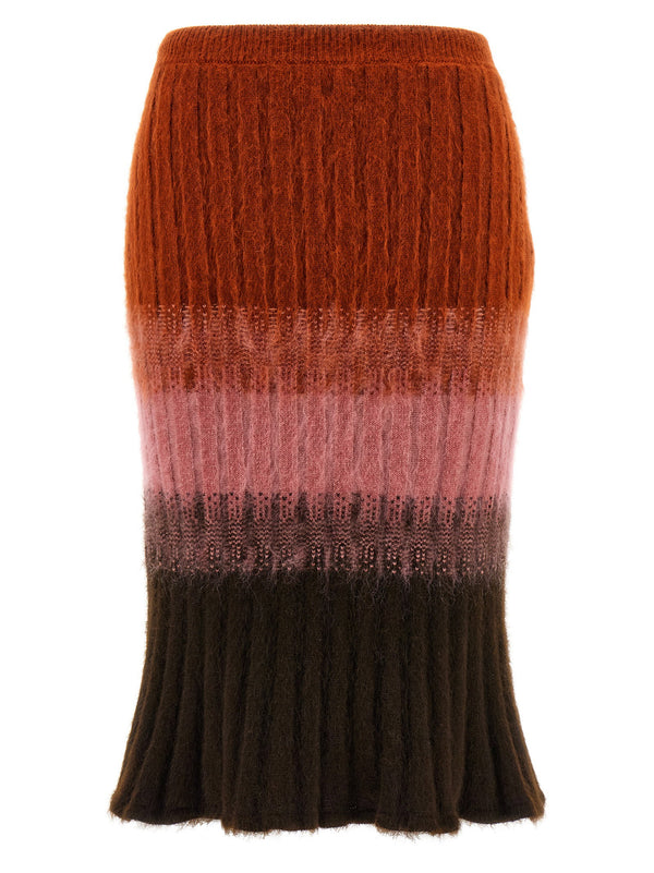 Fendi Wool and Mohair Ombré Skirt — Rust