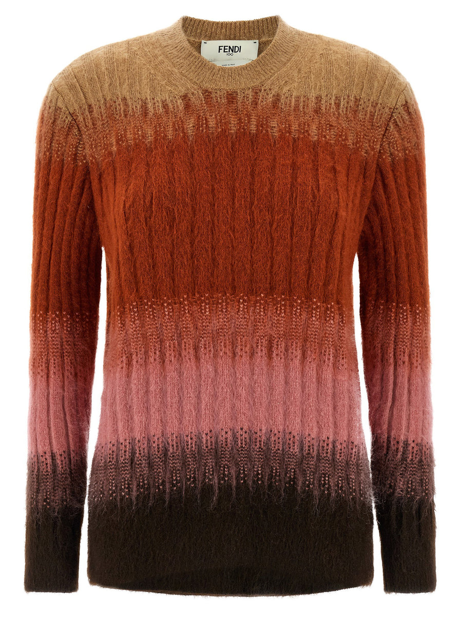Fendi Ombré Mohair Blend Sweater — Camel