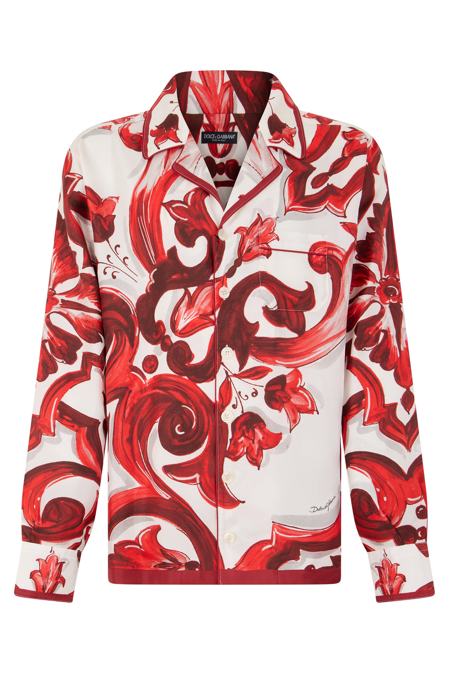 Long-Sleeve Shirt Red Silk