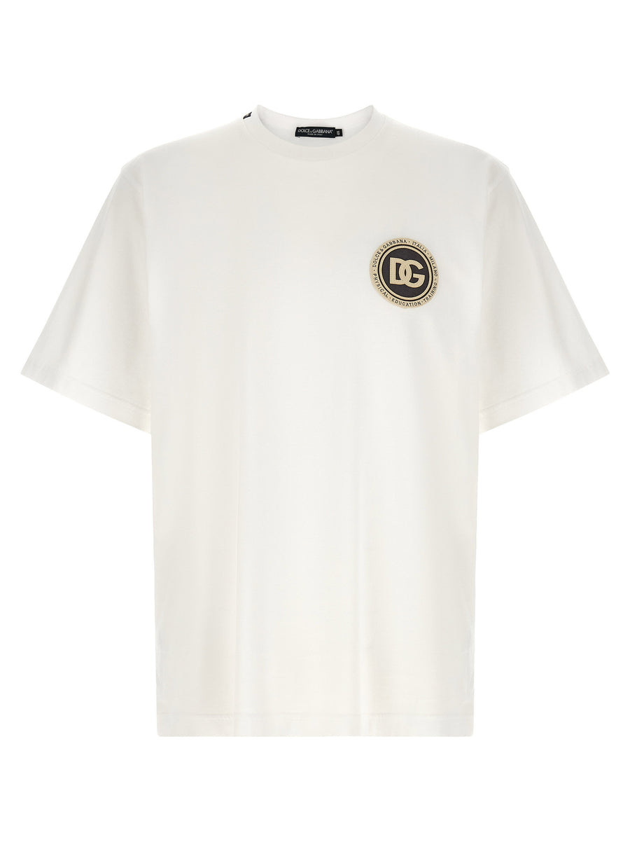 Dolce & Gabbana Logo-Patch Cotton T-Shirt — White