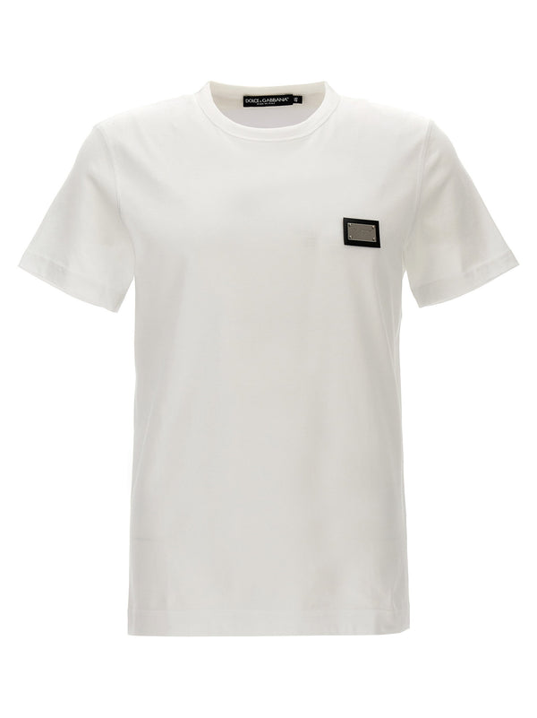 Dolce & Gabbana Logo-Plaque Cotton T-Shirt — White