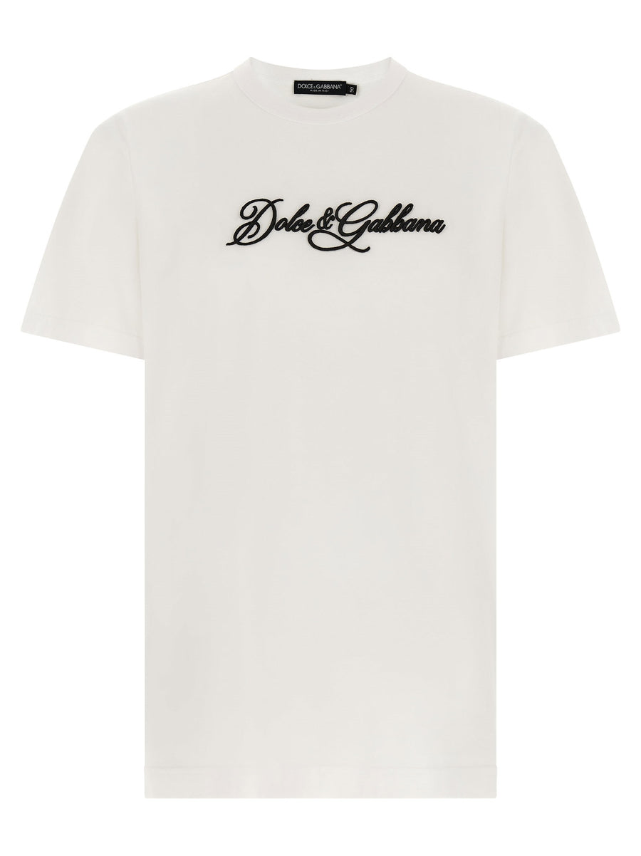 Dolce & Gabbana Logo-Embroidered T-Shirt — White