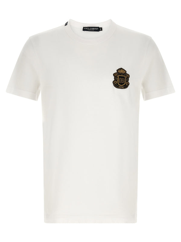 Dolce & Gabbana Logo-Embroidered Heraldic Patch T-Shirt — White