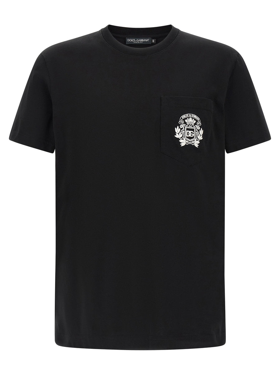 Dolce & Gabbana Logo-Embroidered T-shirt — Black