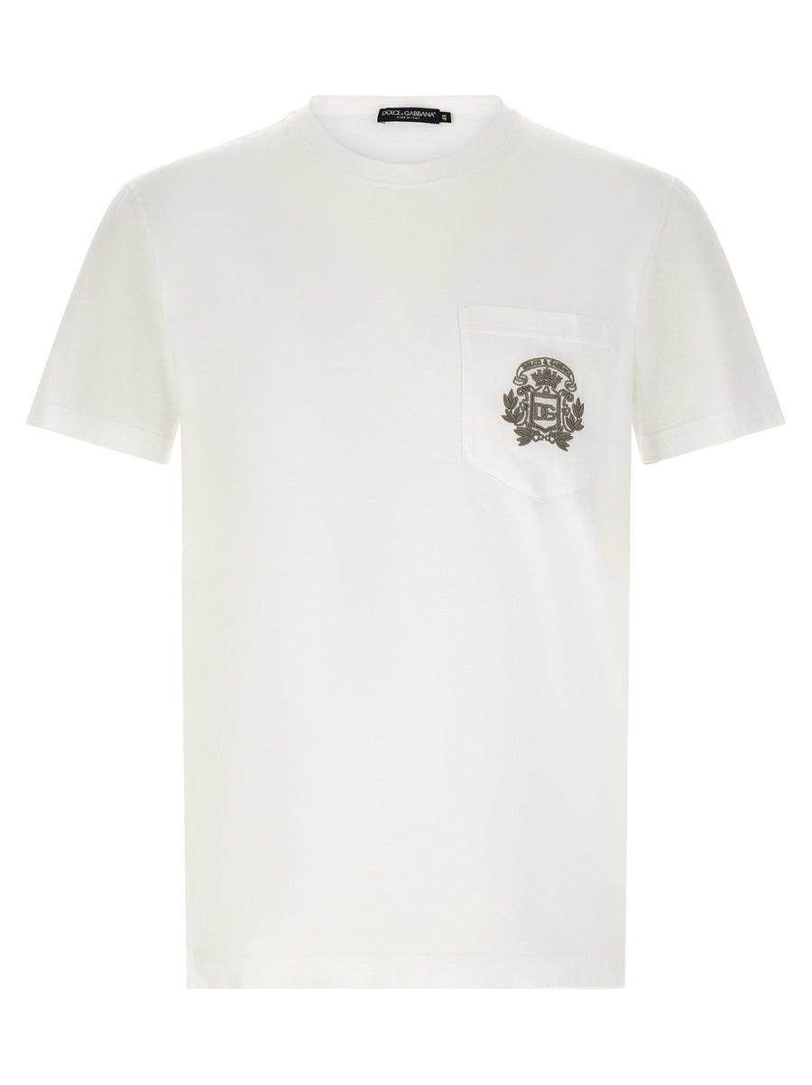 Dolce & Gabbana Logo-Embroidered Breast Pocket T-shirt — White