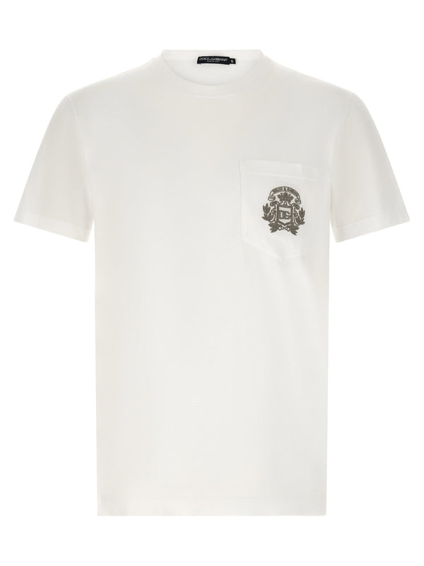 Dolce & Gabbana Logo-Embroidered Breast Pocket T-shirt — White