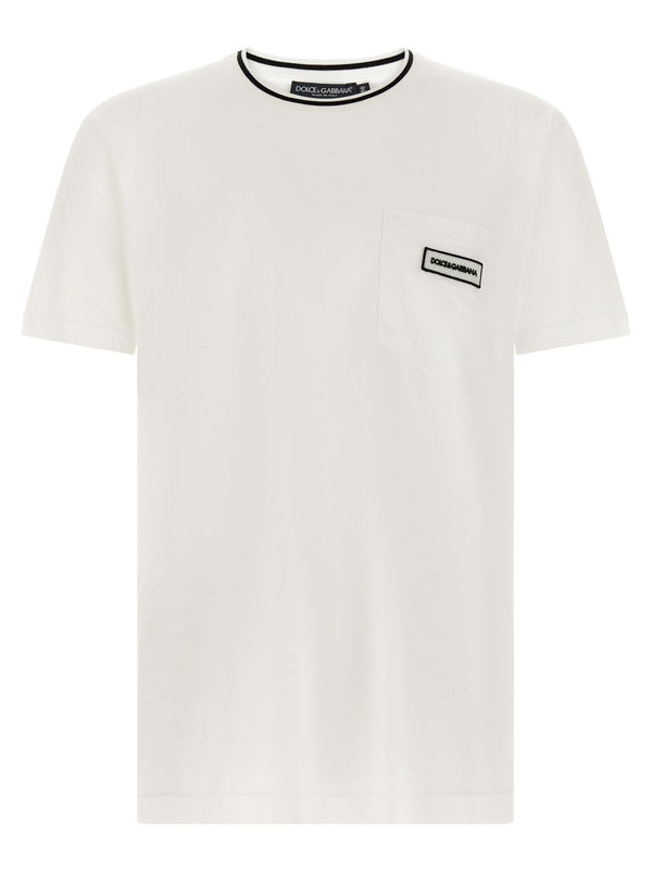 Dolce & Gabbana Logo-Patch Cotton Jersey T-shirt — White
