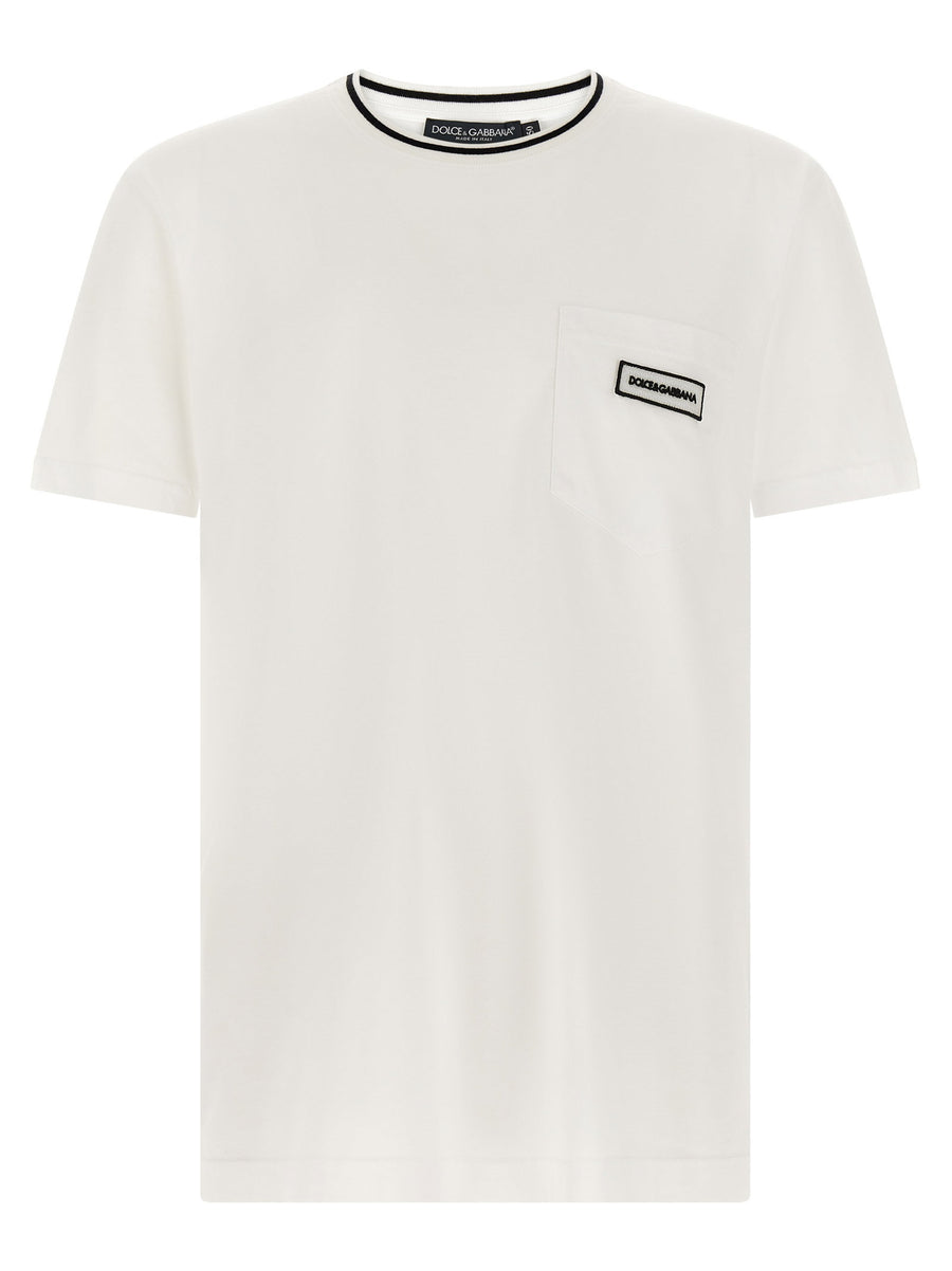 Dolce & Gabbana Logo-Patch Cotton Jersey T-Shirt — White
