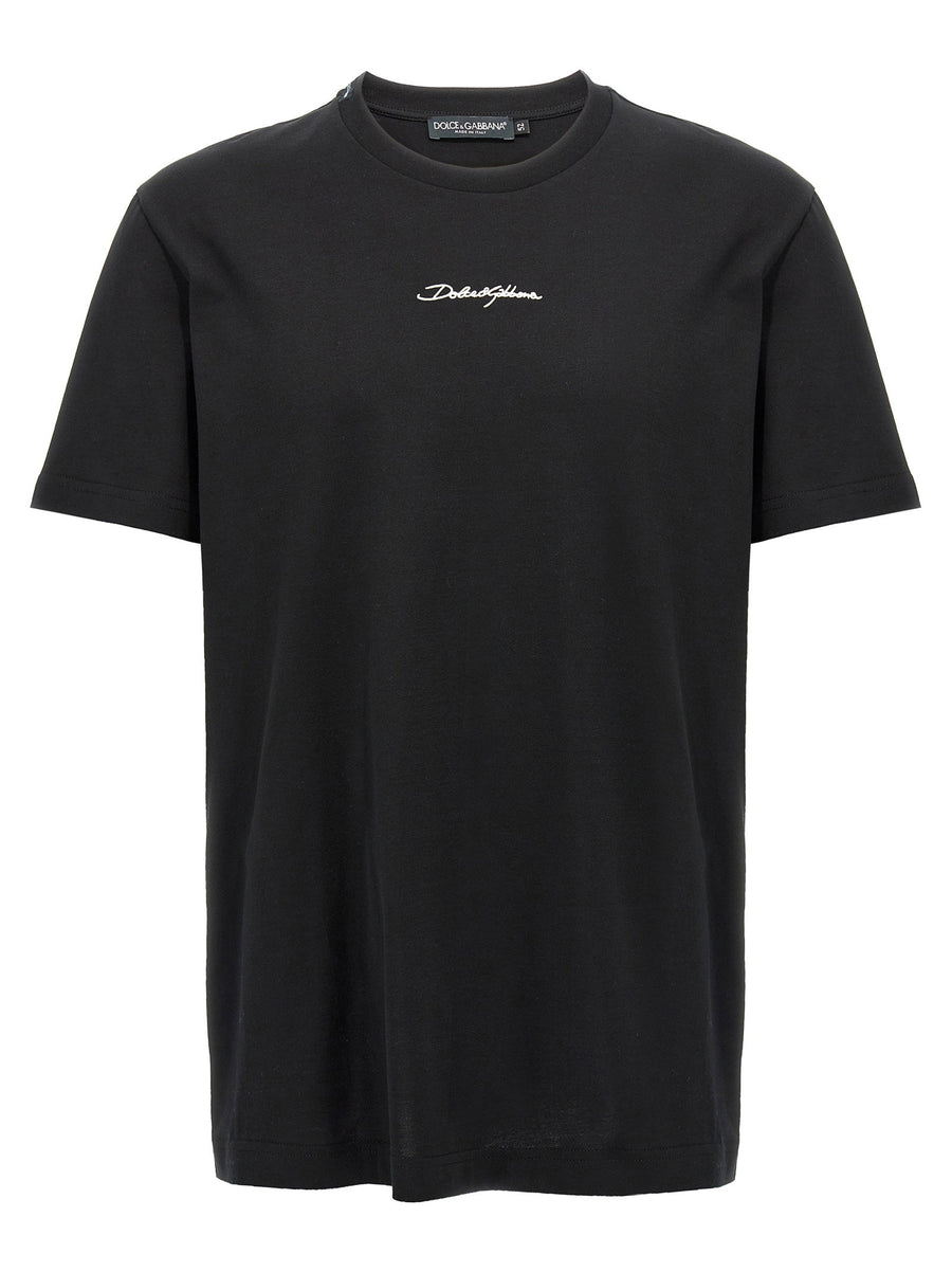 Dolce & Gabbana Logo-Embroidered T-Shirt — black