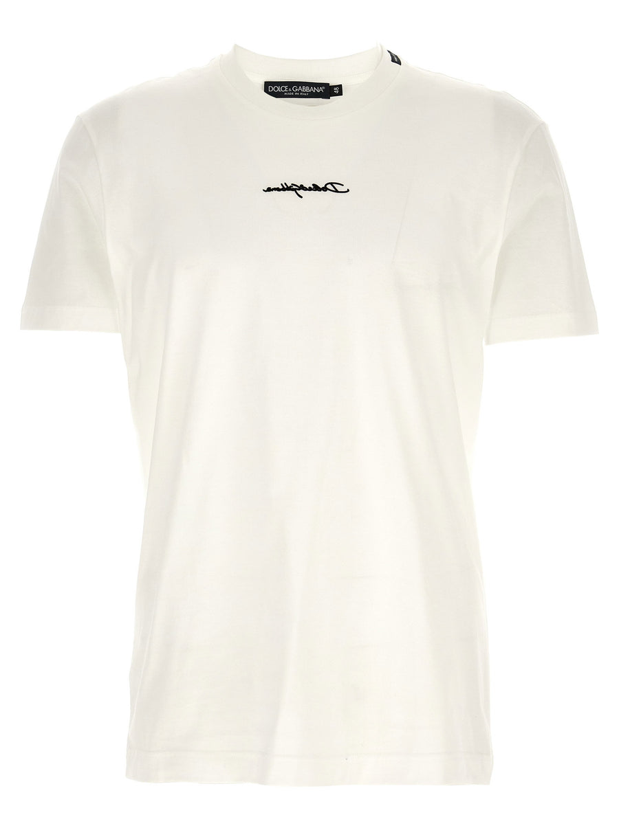 Dolce & Gabbana Logo-Embroidered T-Shirt — White