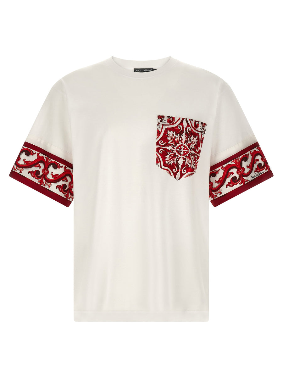 Dolce & Gabbana Logo-Embroidered Maiolica T-Shirt — Cream