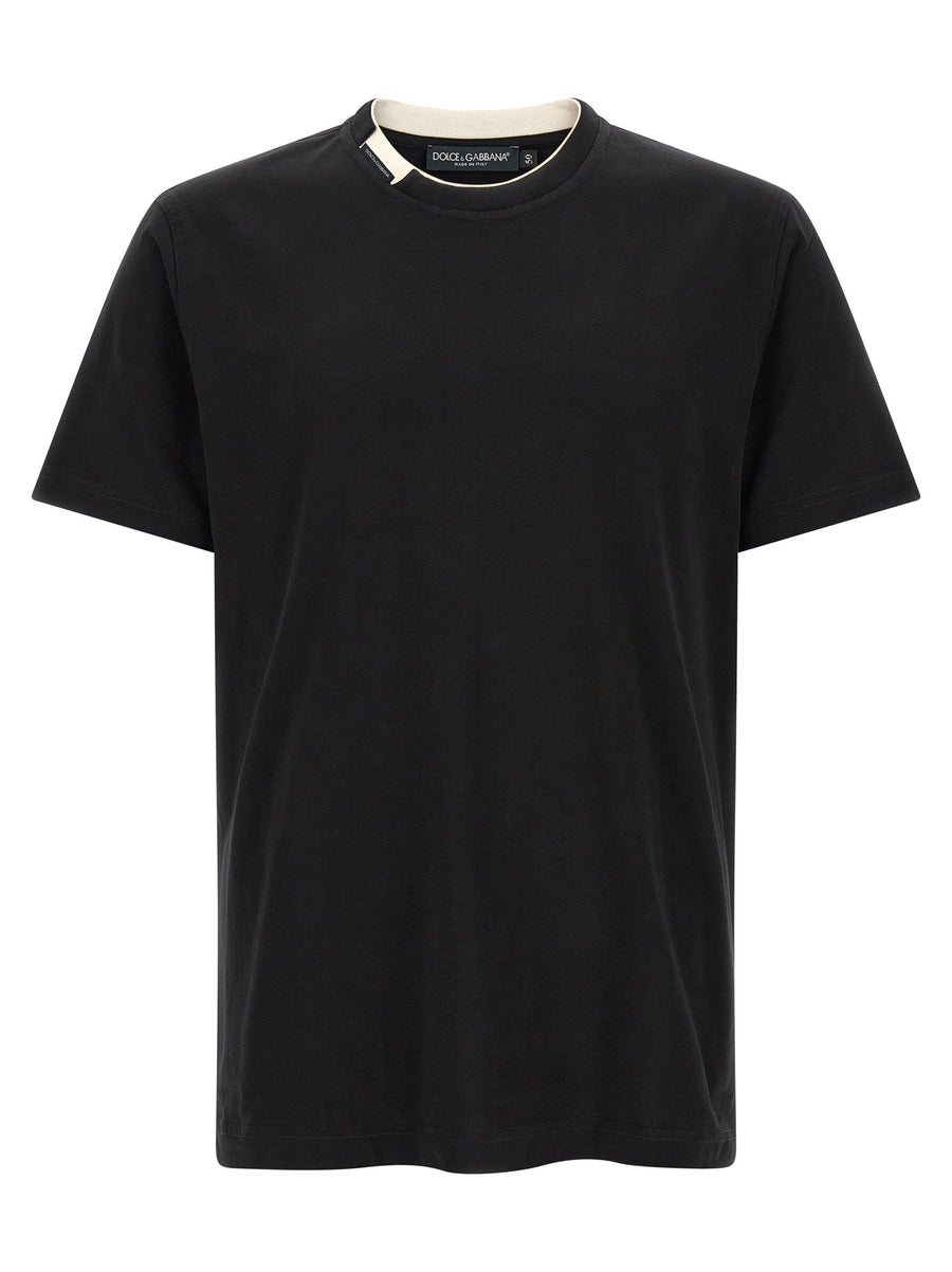 Dolce & Gabbana Double-Layer Crew Neck Cotton T-shirt — Black