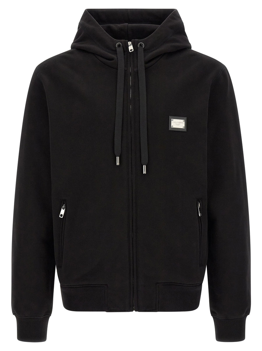 Dolce & Gabbana Logo Plaque Hoodie — Black