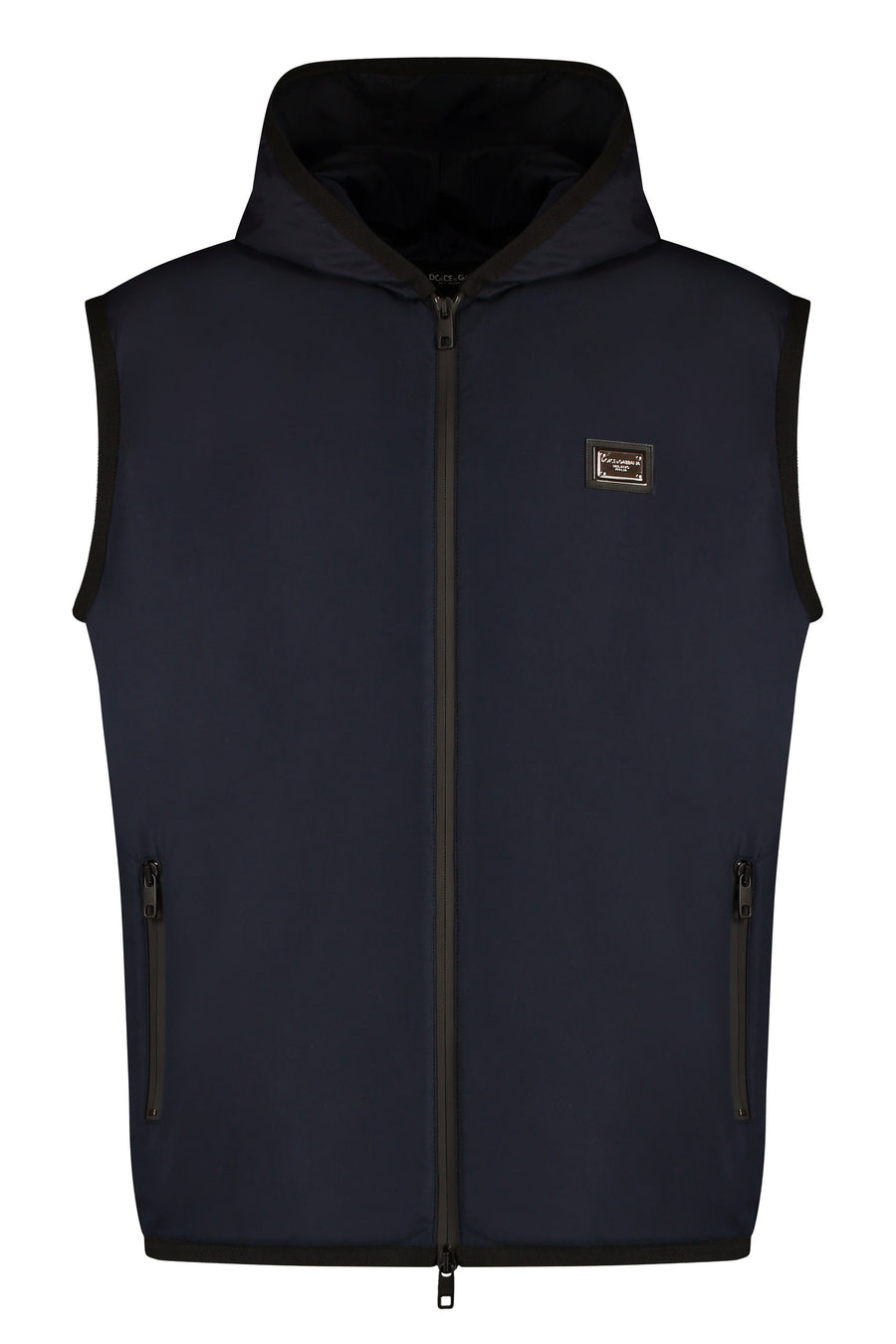 Sporty Zipper Vest Blue Polyamide Waistcoats & Gilets