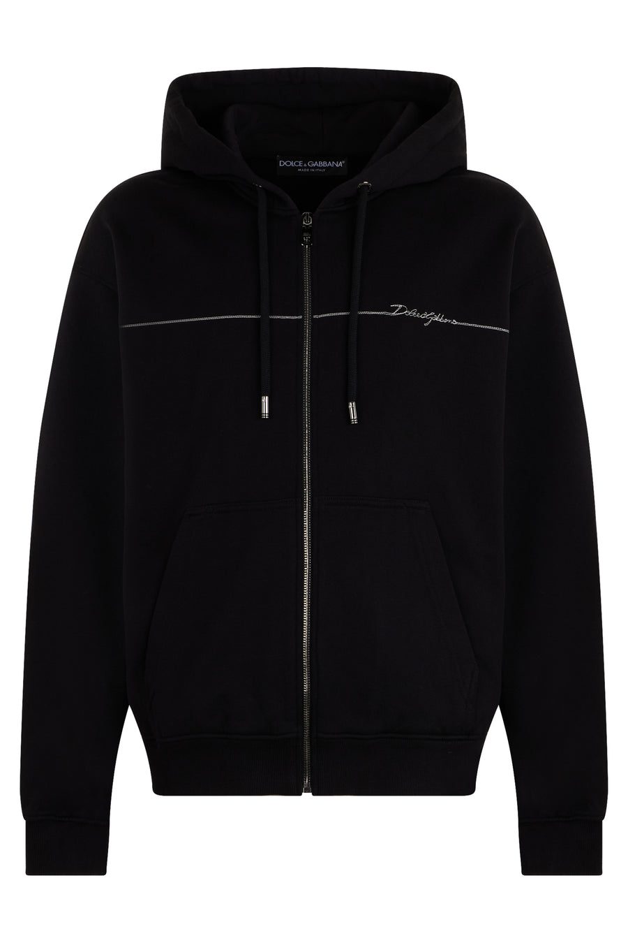 Hooded Zip-Up Sweatshirt Black Cotton