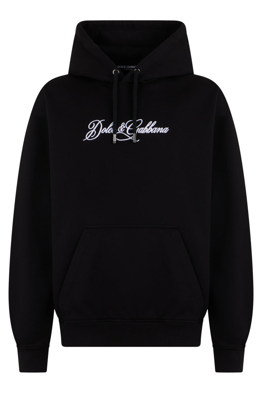 Hoodie With Embroidered Logo Black Cotton Jumpers