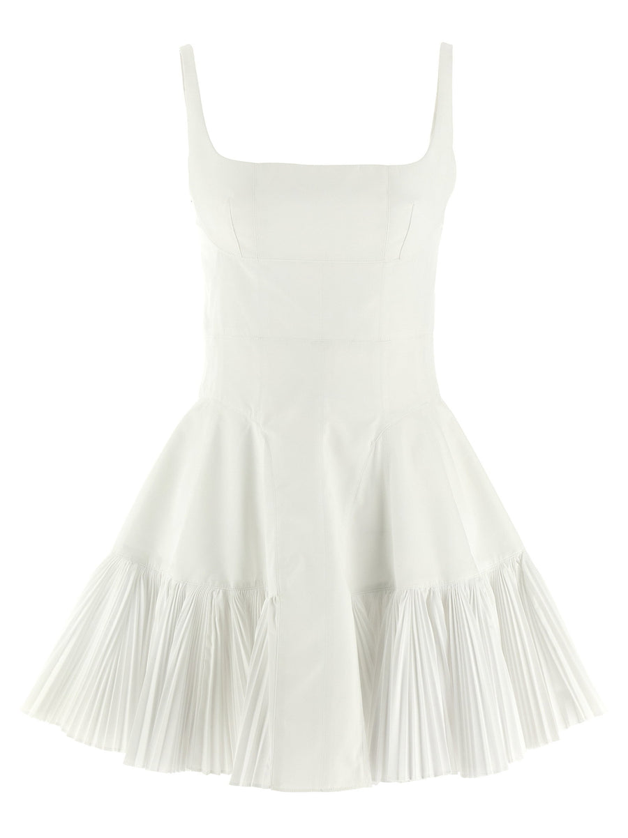 Giovanni Bedin Cotton Poplin Pleated Dress — White