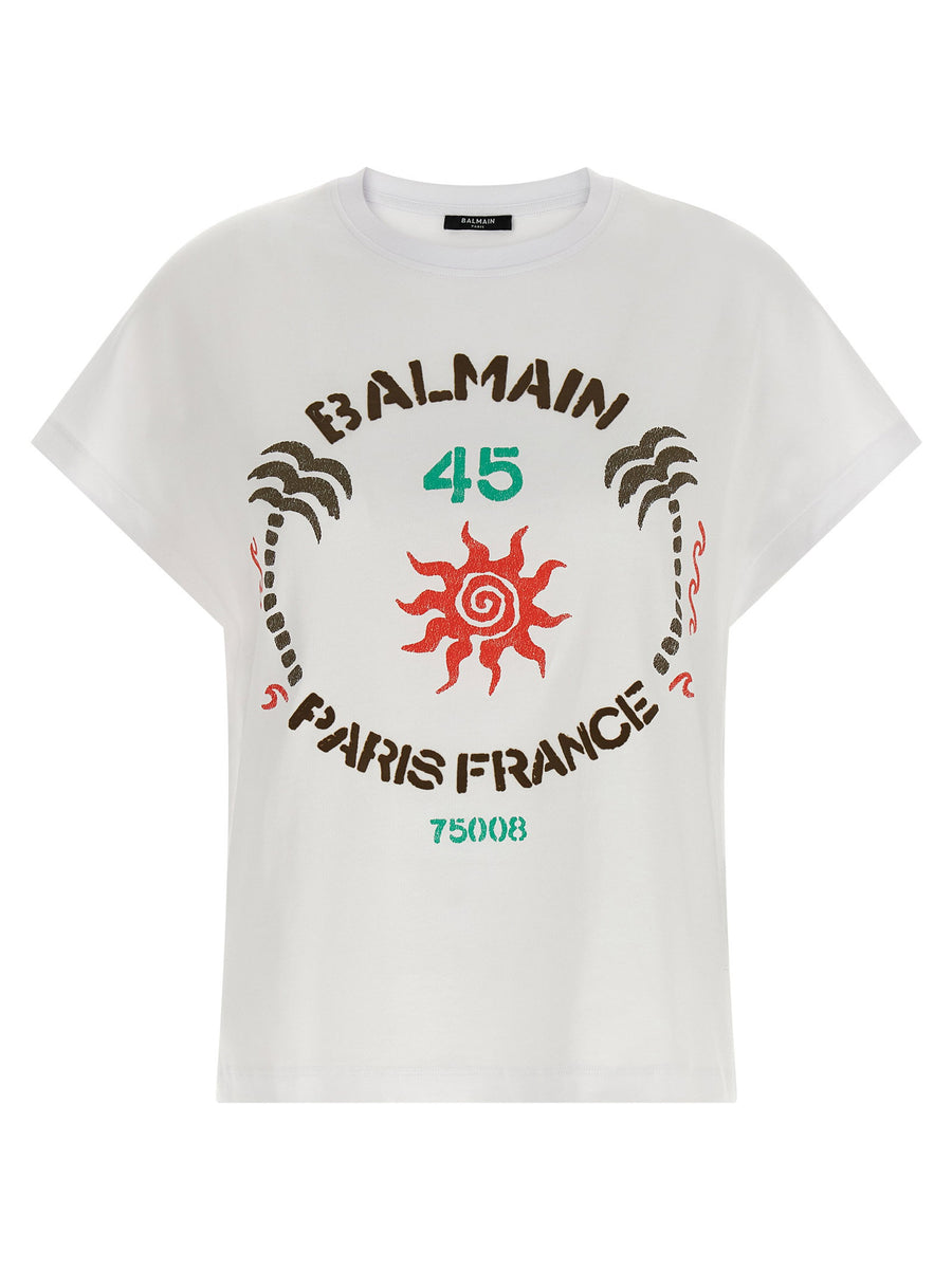 Balmain Club 45 Graphic Print T-shirt — White