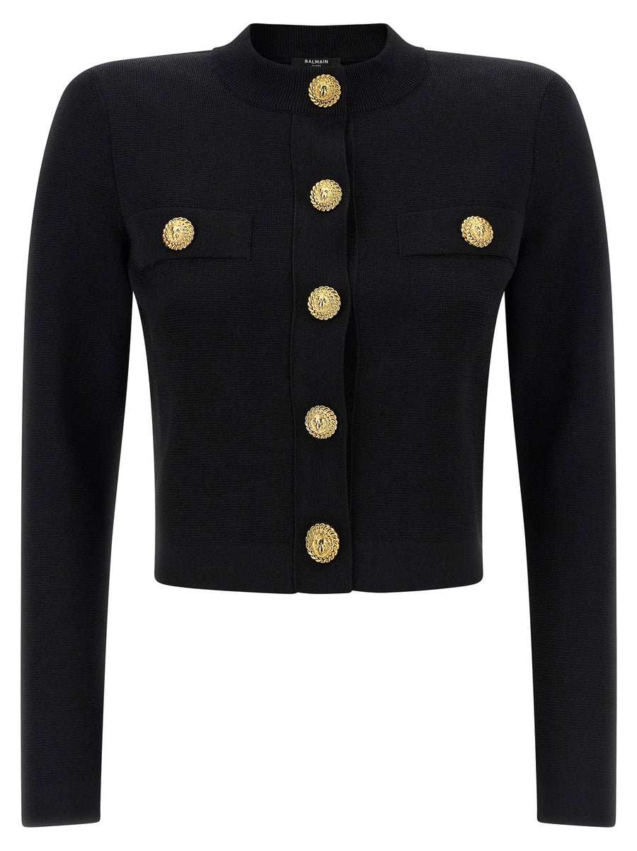 Balmain Testa di Leone Button Cardigan — Black