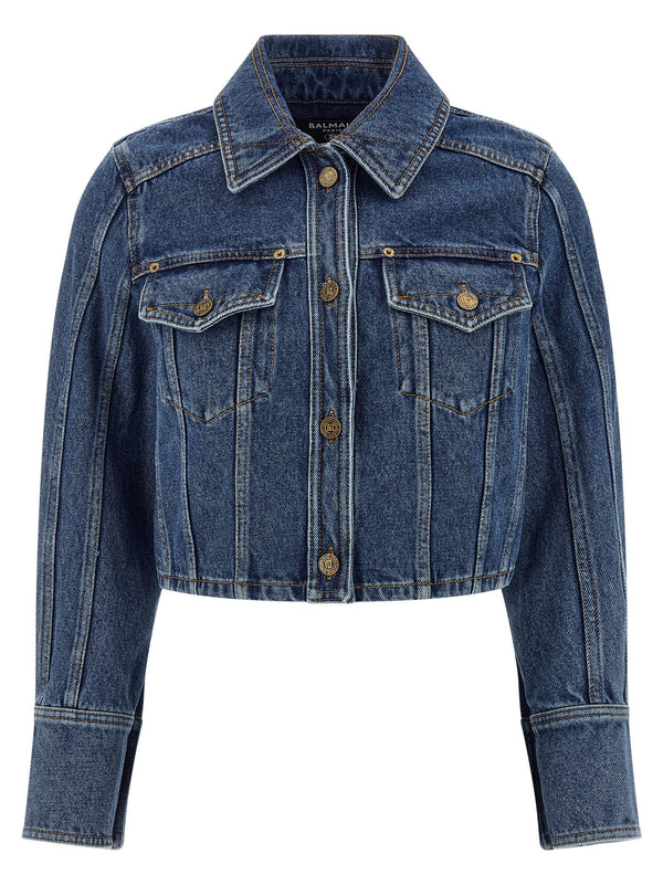 قميص قصير Balmain دنيم جاكيت — أزرق