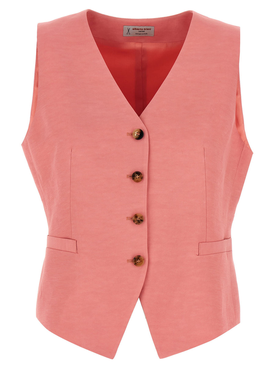 Alberto Biani Linen-Viscose Blend Vest — Pink