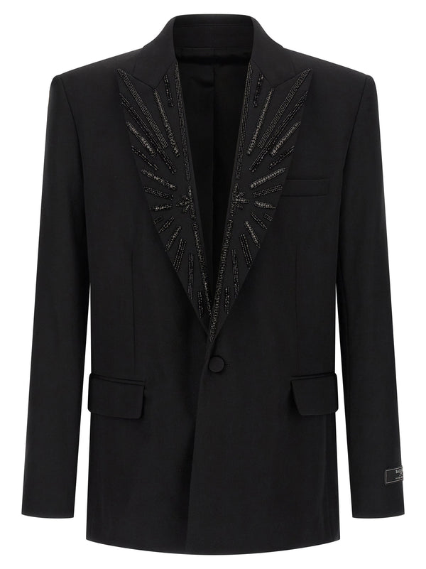 Balmain كريستال-مزخرف بليزر — أسود