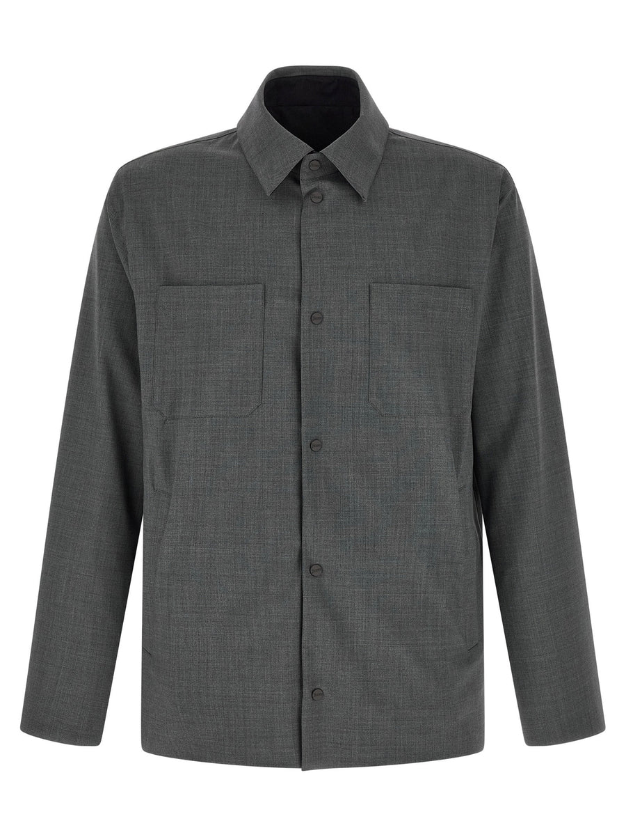 Herno Reversible Technical Wool Overshirt — Gray