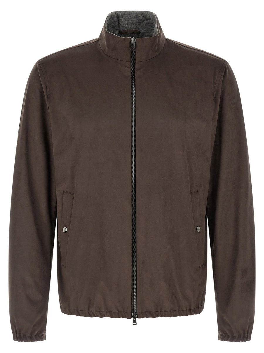 Herno Suede Effect Jacket — Brown