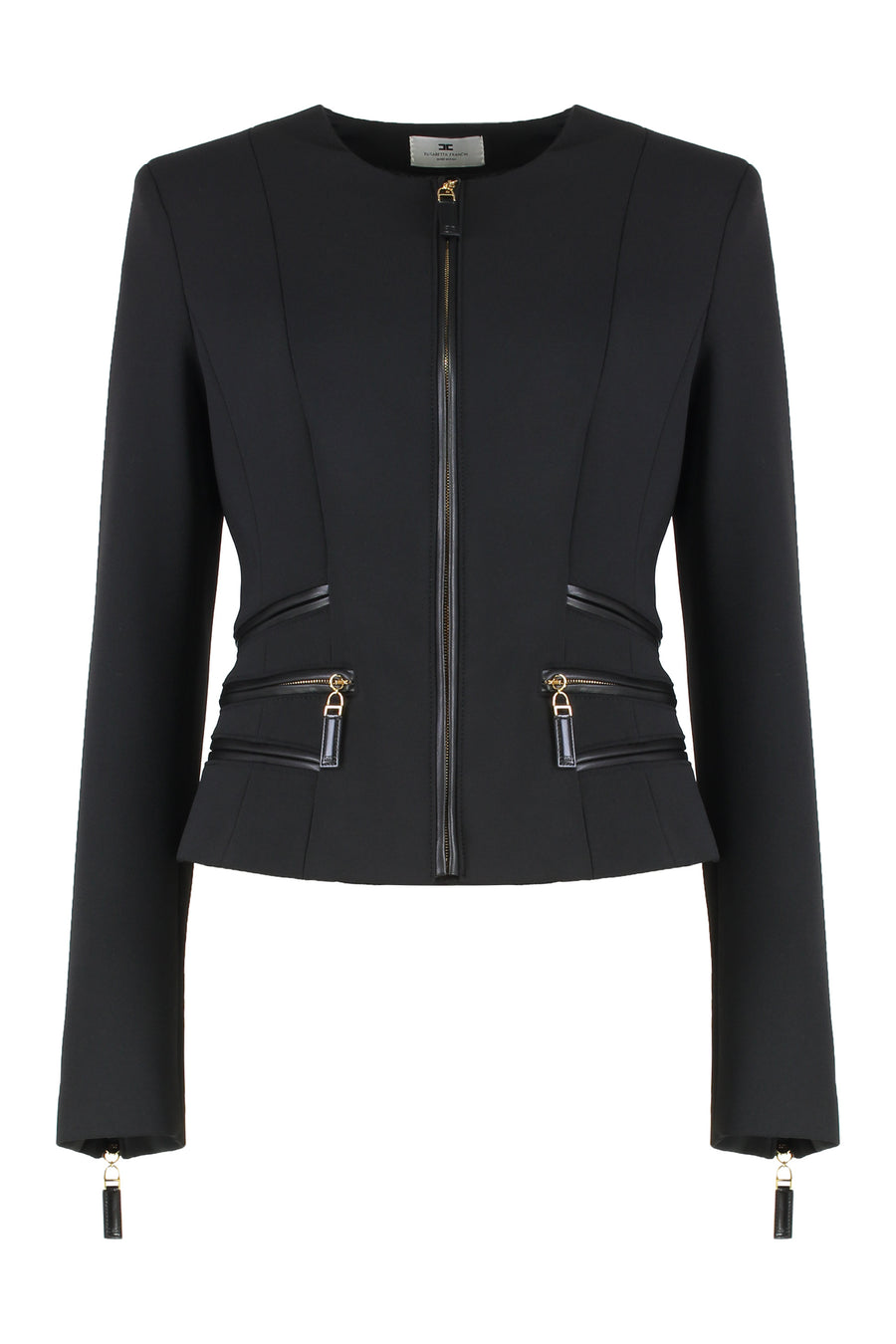 Jacket Double Crêpe With Zip Details Black Polyester