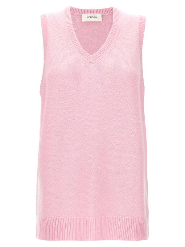 Sportmax Wool and cashmere vest in pink