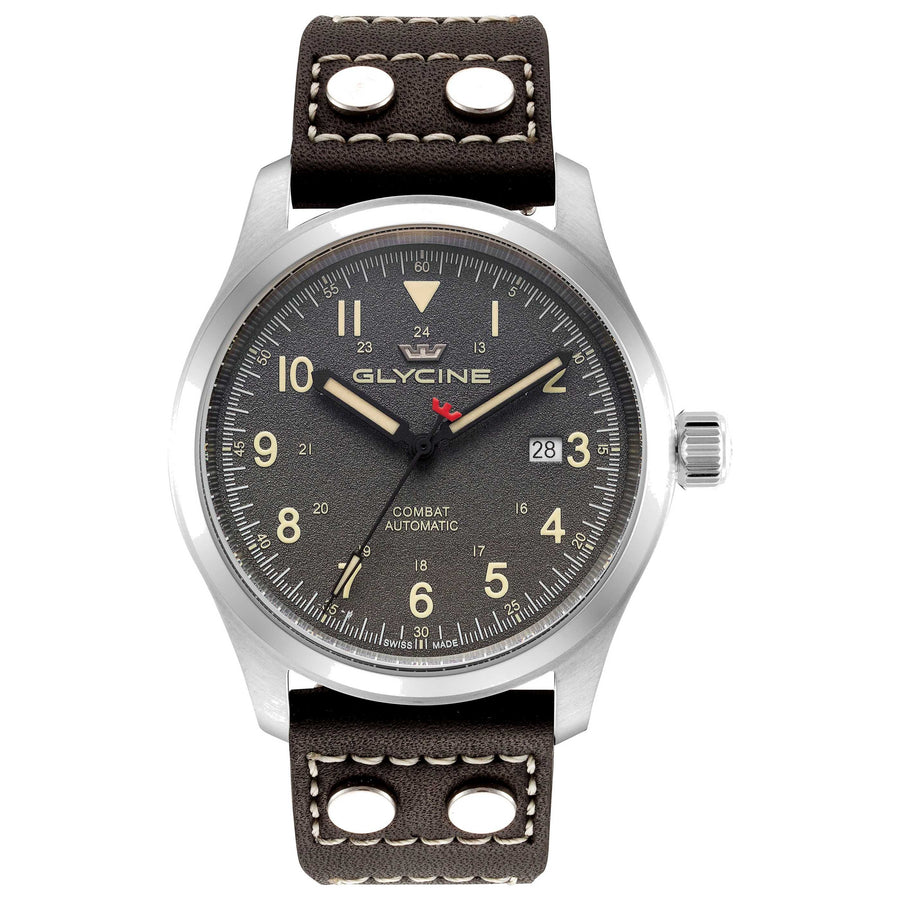 Glycine Mens Combat Field 40mm Automatic Leather Watch Gl0576 One Color Watches