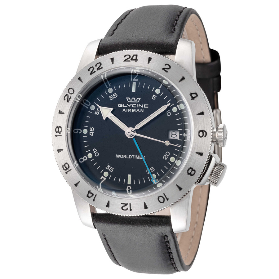 Glycine Mens Airman Worldtimer Gmt Quartz 40mm Watch Gl1048 One Color Watches