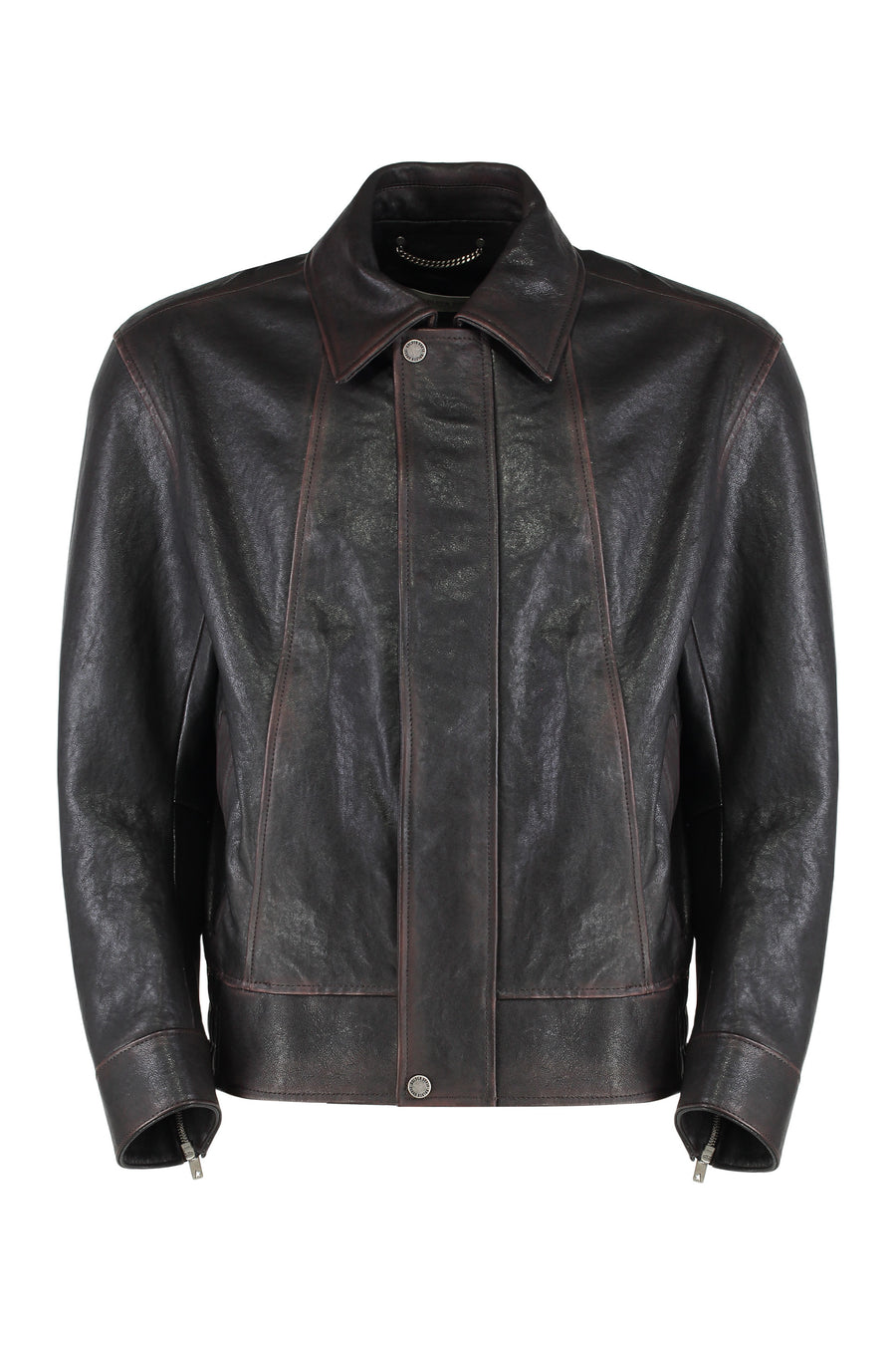 Burgundy Leather Bomber Jacket Red-purple Ovine