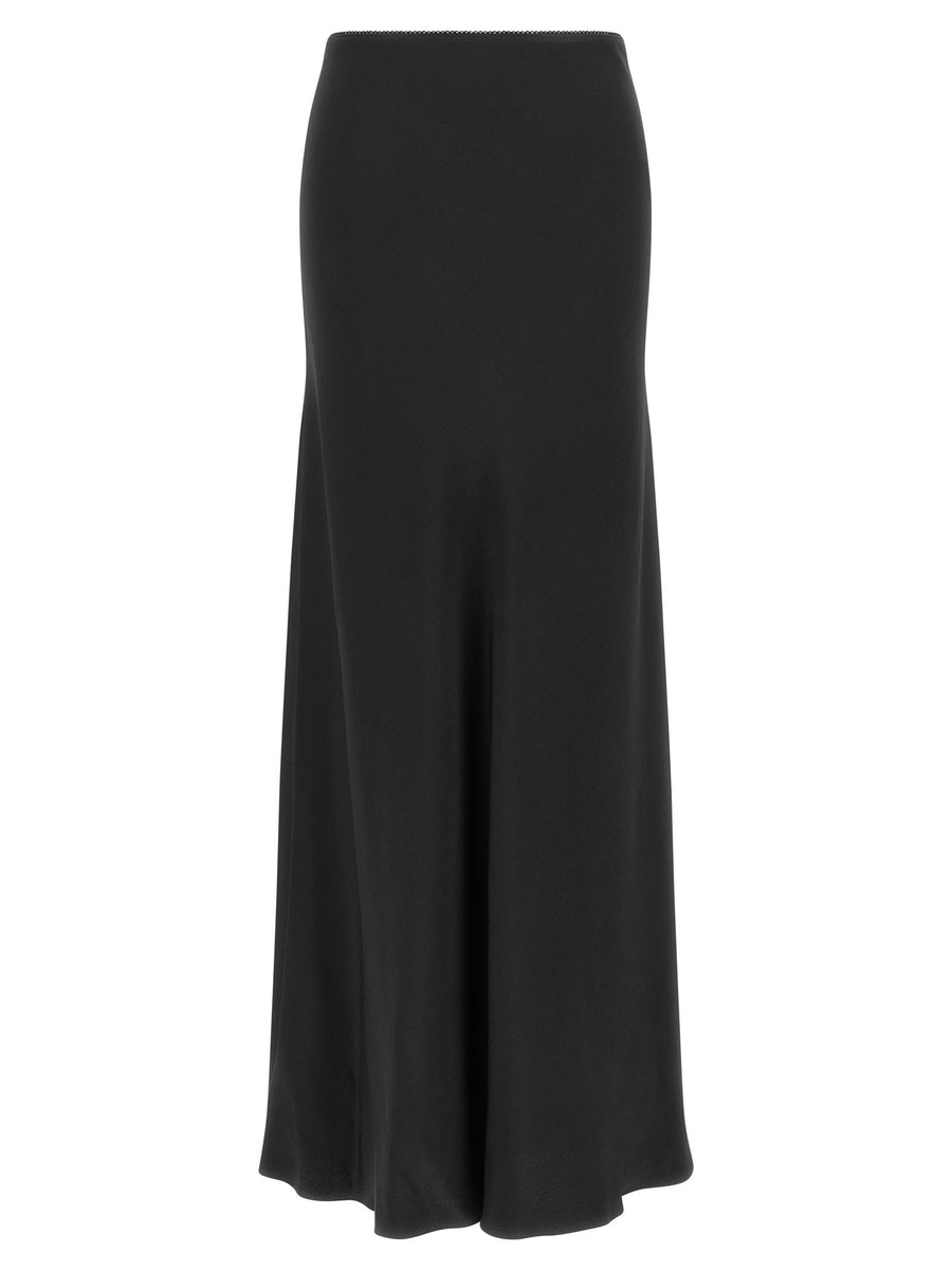 Fabiana Filippi Shiny Satin Flared Skirt — Black