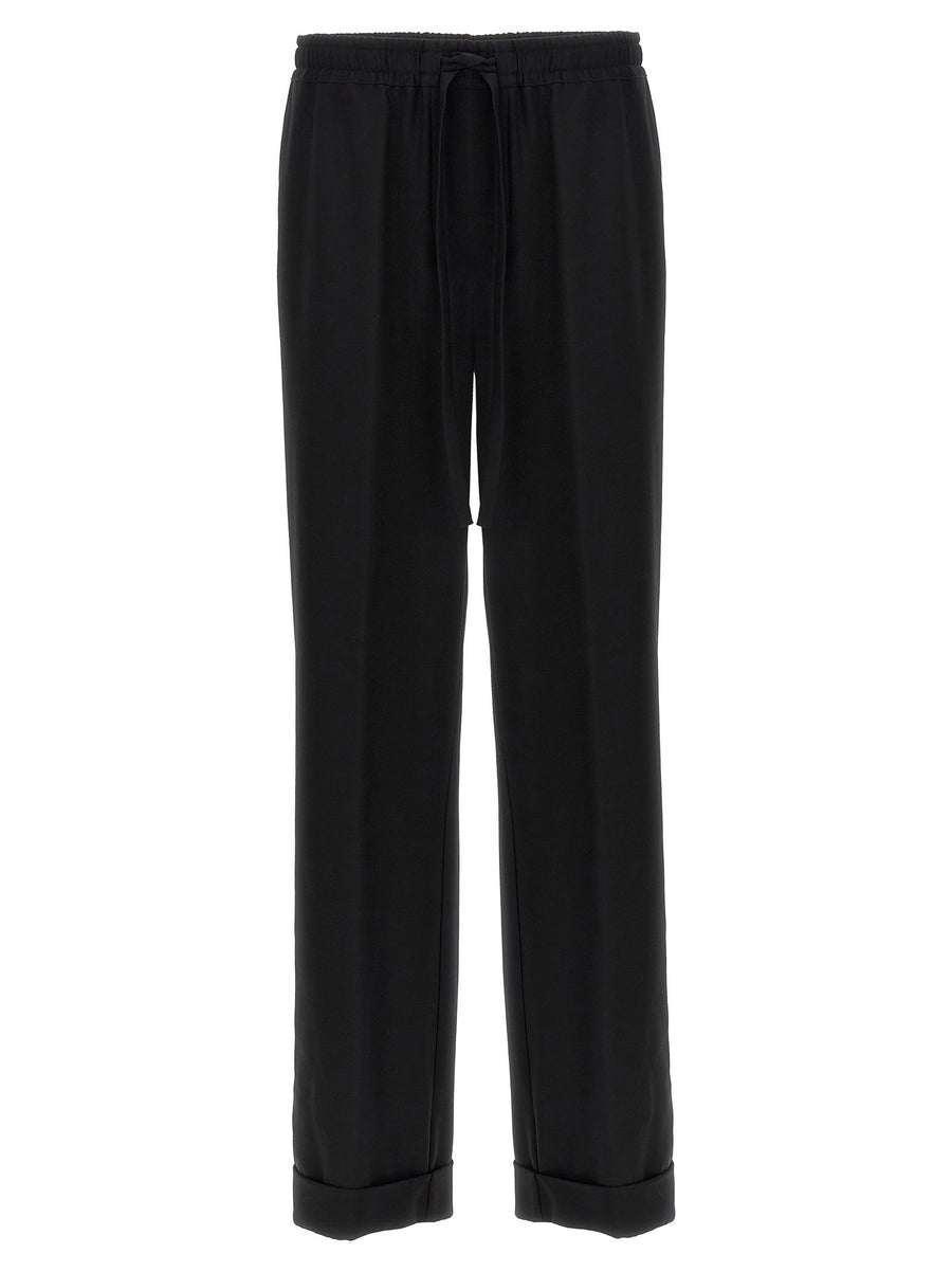 Dolce & Gabbana Contrast-Piping Wool Trousers — Black
