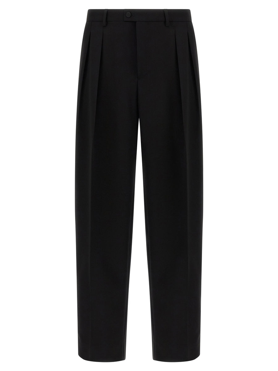 Dolce & Gabbana Satin-Stripe Wool Gabardine Trousers — Black