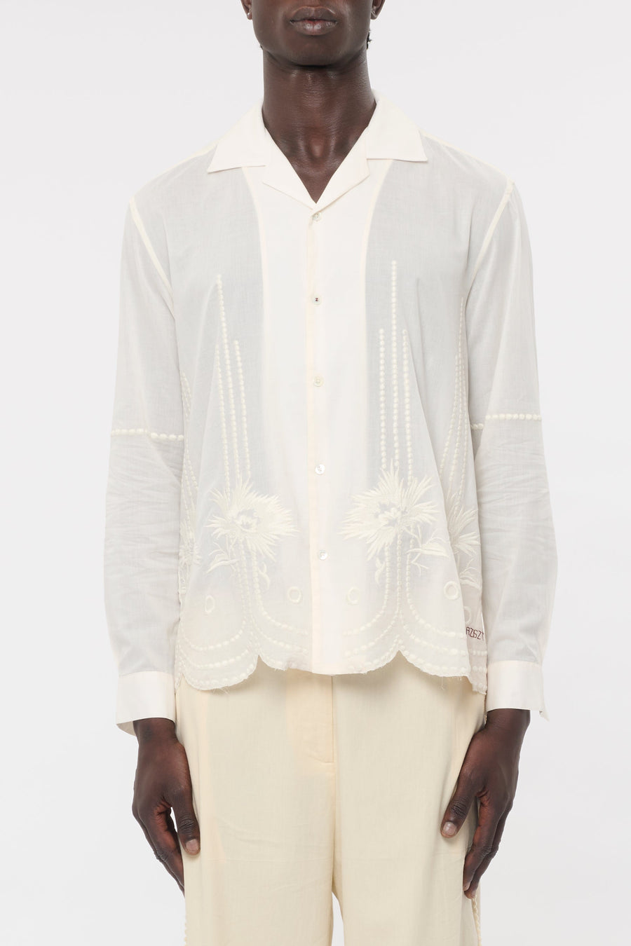 Baziszt Ivory voile cotton shirt in white