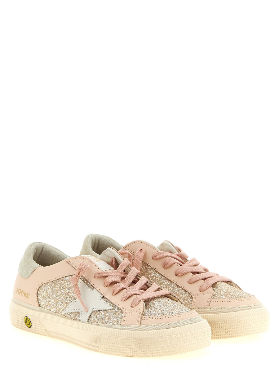 Golden Goose Glitter-Panel Sneakers — Pink